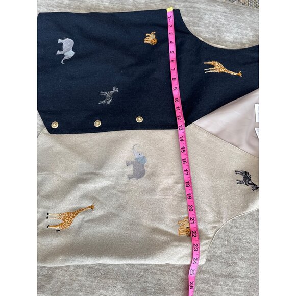 90s Vintage Safari Animal Embroidered Button-Up Silk Vest By Blair Boutique - Picture 7 of 8